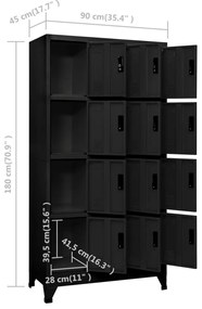 Cacifo aço 90x45x180 cm preto