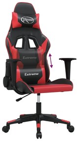 Cadeira gaming massagens couro artificial preto e vermelho