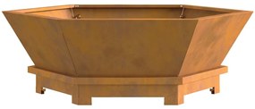 Fogueira Hexagonal vidaXL 75x75x28 cm em Aço Envelhecido