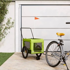 vidaXL Reboque de bicicleta p/ animais tecido oxford/ferro verde/preto