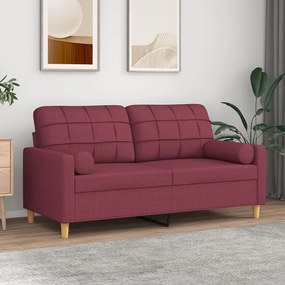 Sofá 2 lug. + almofadas decorativas 140cm tecido vermelho tinto