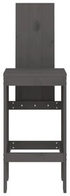 Cadeiras de bar 2 pcs 40x42x120 cm pinho maciço cinzento