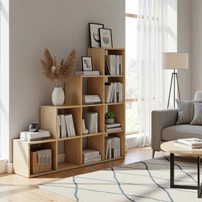 Estante com compartimentos abertos para sala de estar, escritório 29 x 129,5 x 129,5 cm bege