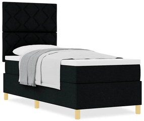 Cama Box Spring com Colchão Preta 80x200 cm Tecido