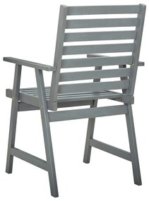 Cadeiras de jantar para jardim 3 pcs acácia maciça cinzento