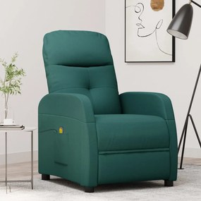vidaXL Poltrona de massagens tecido verde-escuro