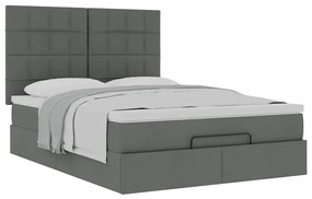 Estrutura de cama otomana com colchão 140x190cm cinzento escuro