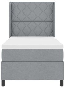 Cama Box com Colchão e LED Cinza Claro 90x200 cm