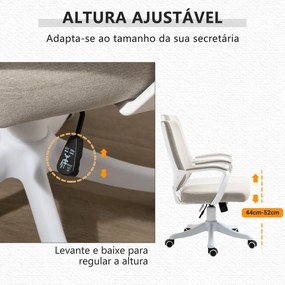 Cadeira de Escritório Ergonómica Giratória e com Altura Ajustável e Suporte Lombar 62x69x92-102 cm Bege