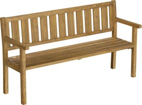 Outsunny Banco de jardim 3 lugares resistente às intempéries, banco de madeira com encosto e apoios de braço, assento de madeira suportando 360 kg Teca | Aosom Portugal