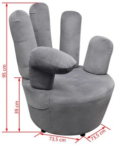 Cadeira em forma de mão veludo cinzento