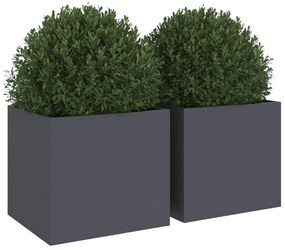 Vasos/floreiras 2 pcs 32x30x29 cm aço antracite
