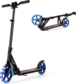 Trotinete dobrável com luzes LED para crianças Guiador com altura ajustável  93 x 43 x 91-106 cm Preto