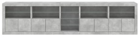 Aparador com luzes LED 283x37x67 cm cinzento cimento