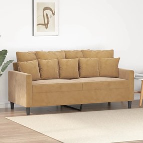 Sofá de 2 lugares veludo 140 cm castanho