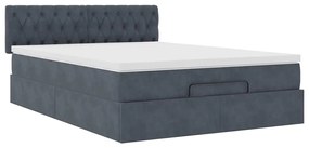 Estrutura de cama otomana com colchão 140x190cm cinzento escuro