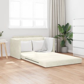vidaXL Sofá-Cama de Chão 2 em 1 Creme 124x204x61 cm Veludo