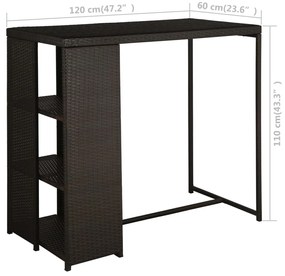 5 pcs conjunto de bar p/ jardim com almofadões vime PE castanho