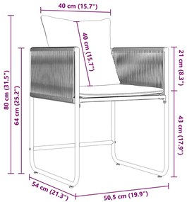 Conjunto de Jantar para Jardim de 6 Peças com Almofadas em Aço e Ratta