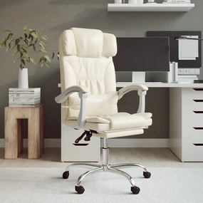 vidaXL Cadeira escritório massagens reclinável couro artificial creme