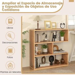 Estante côncava aberta com 3 Estantes com Dispositivo Anti-inclinação para Sala de Estar Estudo 84 x 29,5 x 83,5 cm Natural