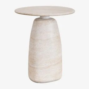 Mesa De Apoio Redonda Em Cimento Look Travertino Grebik A - Sklum