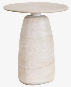 Mesa De Apoio Redonda Em Cimento Look Travertino Grebik Ø50 Cm - Sklum