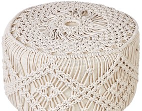 Tamborete em algodão estilo macramé creme MANZAI Beliani