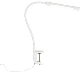 Candeeiro de mesa com clip branco com LED e dimmer tátil - Lionard Moderno