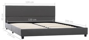 Estrutura de cama 120x200 cm couro artificial cinzento