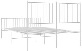 Estrutura de cama com cabeceira e pés 140x200 cm metal branco