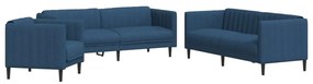 3 pcs conjunto de sofás tecido azul