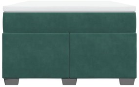 Cama boxspring com colchão 120x200 cm veludo verde-escuro