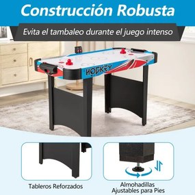 Mesa de Air Hockey com Marcador LED e Motor de 12V com 2 Discos e 2 Pás para Adultos e Crianças 122 x 61 x 76 cm Azul