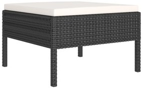 2 pcs conjunto lounge de jardim c/ almofadões vime PE preto