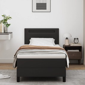 Cama Box vidaXL com Colchão Preta 90x200 cm de Couro Sintético, Cabece