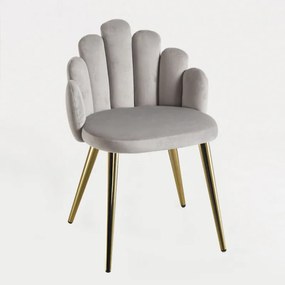 Cadeira Hand Gold Veludo - Cinza claro