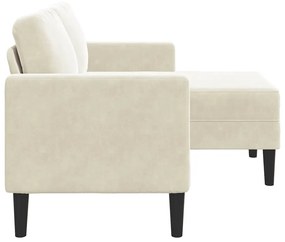 Sofá 2 lugares com Chaise em L 125 cm veludo creme