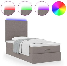 Estrutura de cama otomana com colchão tecido cinzento 100x200cm