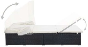 Espreguiçadeira para 2 pessoas com almofadão vime PE preto