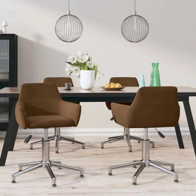 vidaXL Cadeiras de jantar giratórias 4 pcs veludo castanho