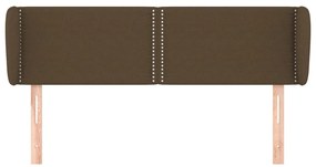 Cabeceira de cama c/ abas tecido 147x23x78/88cm castanho-escuro