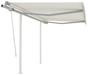 vidaXL Toldo retrátil manual com postes 3,5x2,5 m cor creme