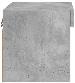 Mesa de cabeceira de parede com luzes LED cinzento cimento