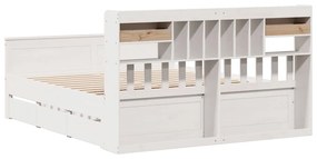 Cama com estante sem colchão 200x200 cm pinho maciço branco