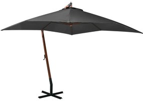 Guarda-sol de jardim suspenso c/ poste abeto maciço antracite