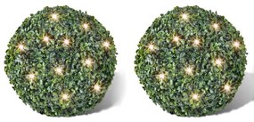 Bola de bucho, folhas artificiais, topiaria, 35cm, corda luz solar