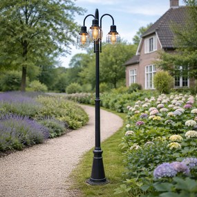 Candeeiro de exterior rústico preto 3 luzes IP44 - Guardado