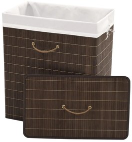 Cesto retangular para roupa suja bambu castanho escuro