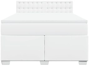 Cama com molas/colchão 140x200 cm couro artificial branco